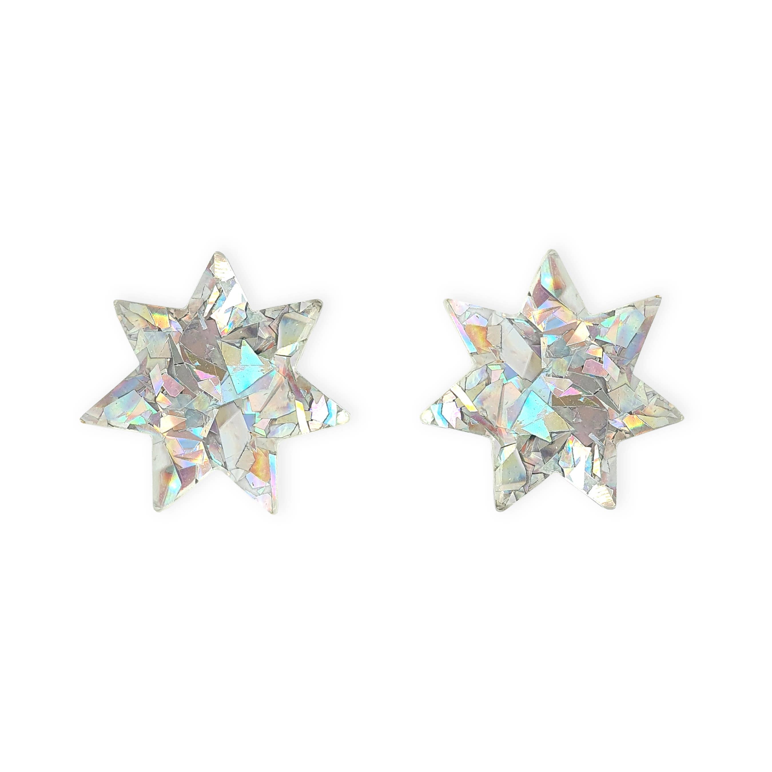Star Stud Earrings in Silver Sparkle