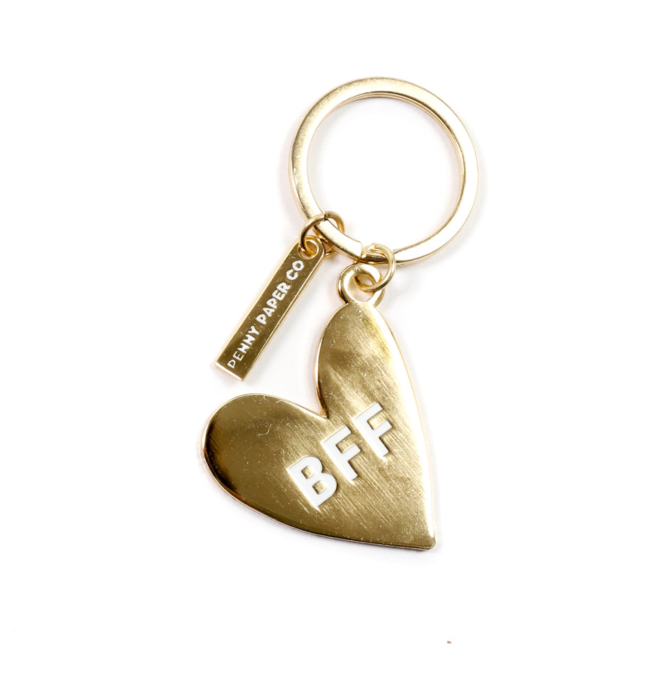 Enamel Keychain, BFF Gold Heart
