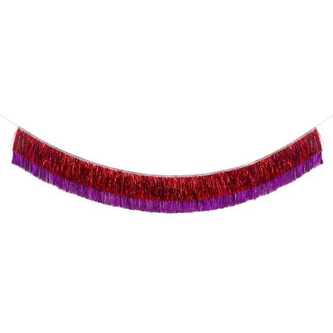 Red and Pink Tinsel Fringe Garland