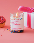 "OMG, It's Your Birthday" candle with cupcake and present