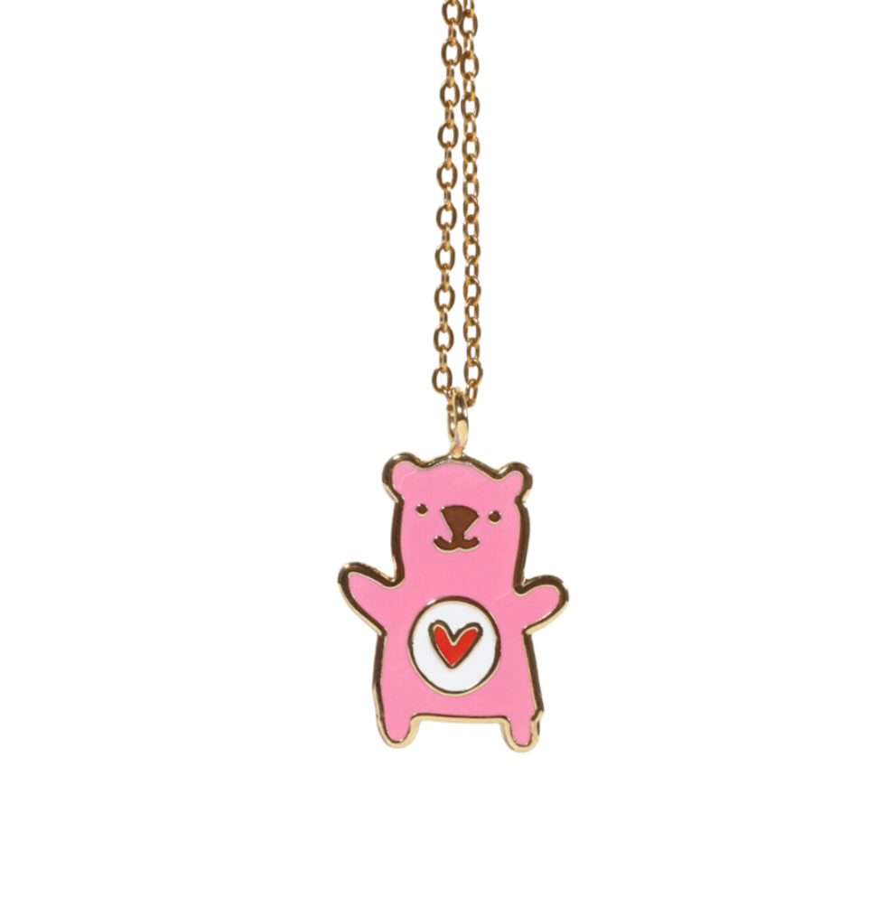 Retro Bear Pendant Necklace, 14k Gold Plated