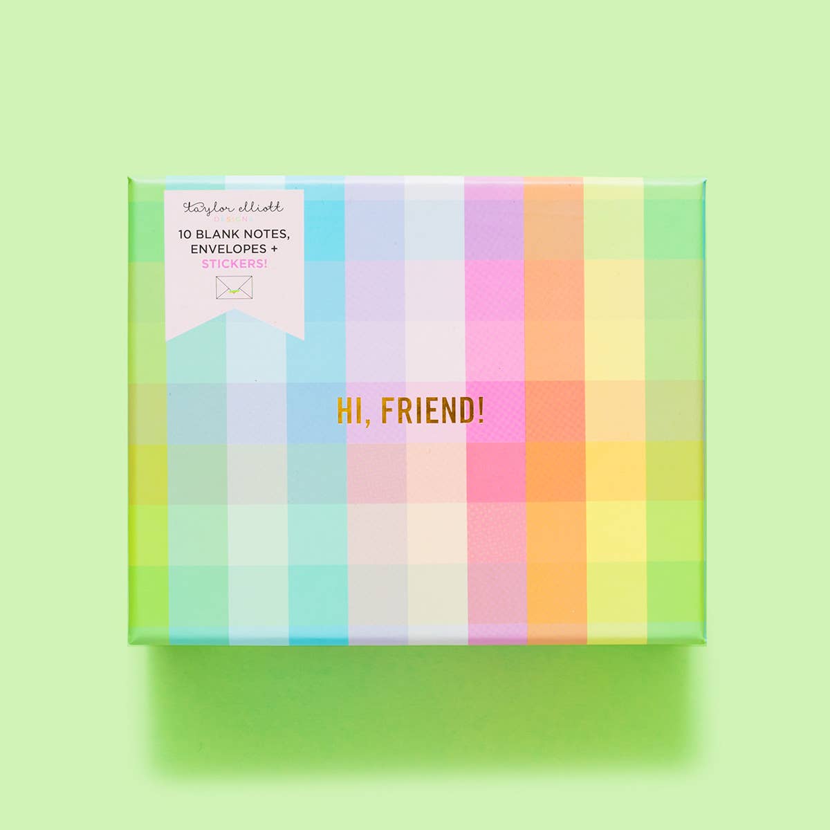 Boxed Greeting Cards - 10 &quot;Hi, Friend!&quot; Cards - Gingham